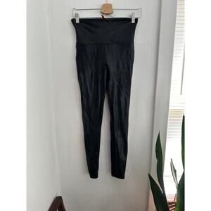 SPANX Women's Black Coated Leggings | Size Large